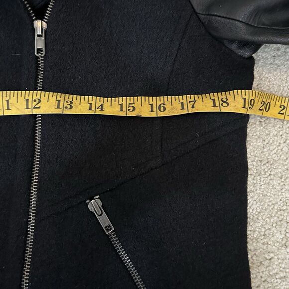 Bec & Bridge Leather Wool Alpaca Moto Jacket Pockets Zip Black Women's Size 6 - Picture 5 of 7